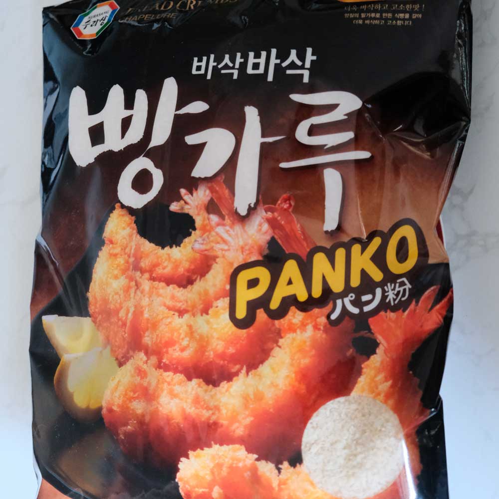 Panko Surasang pastella per frittura con sfondo marmo e piatto Scaffale Coreano